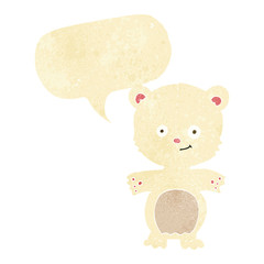 cartoon happy polar bear with speech bubble