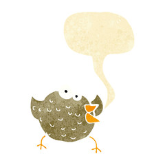 cartoon happy bird with speech bubble