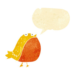 cartoon fat bird with speech bubble