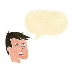 cartoon unhappy face with speech bubble