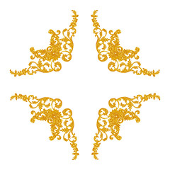 Ornament elements, vintage gold floral designs
