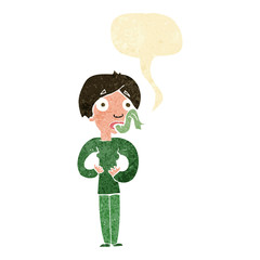 cartoon woman sticking out tongue with speech bubble