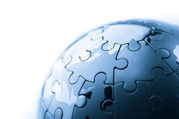 Global strategy  & solution business concept, jigsaw puzzle