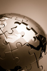 Global strategy  & solution business concept, jigsaw puzzle