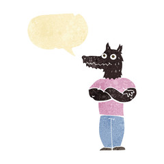 cartoon werewolf with speech bubble