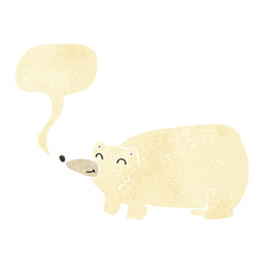 funny cartoon polar bear with speech bubble