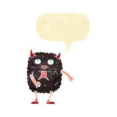 funny cartoon monster with speech bubble