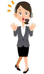 驚くオペレーターの女性