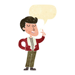 cartoon cool guy snapping fingers with speech bubble