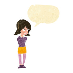 cartoon annoyed woman with speech bubble