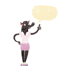 cartoon werewolf woman with idea with speech bubble