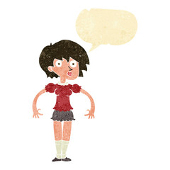 cartoon surprised woman with speech bubble