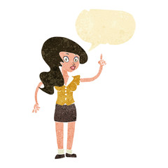 cartoon pretty woman with idea with speech bubble