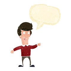 cartoon man sticking out tongue with speech bubble