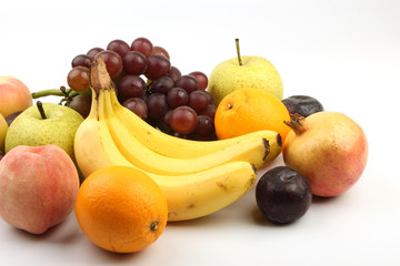 Assortment of fresh fruits isolated on white