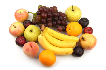 Naklejka na ściany i meble Assortment of fresh fruits isolated on white