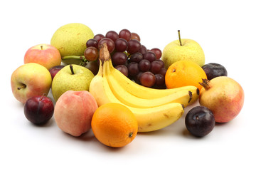 Assortment of fresh fruits isolated on white