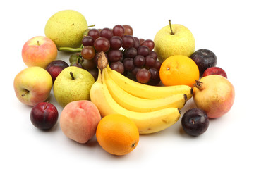 Assortment of fresh fruits isolated on white