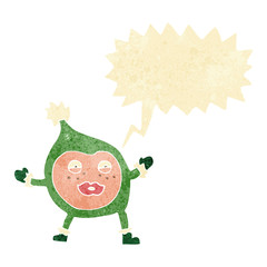 cartoon funny christmas creature with speech bubble