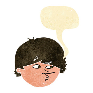recommend clip art: cartoon suspicious man with speech bubble