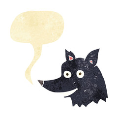 cartoon wolf head with speech bubble