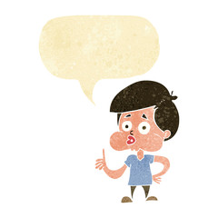 cartoon boy giving thumbs up with speech bubble