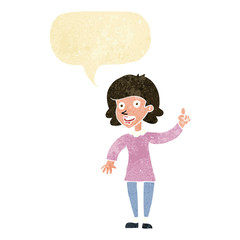 cartoon woman with idea with speech bubble