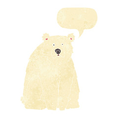 cartoon funny polar bear with speech bubble