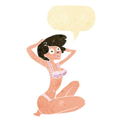 cartoon underwear model with speech bubble