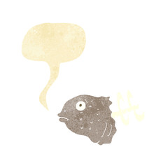 cartoon fish head with speech bubble