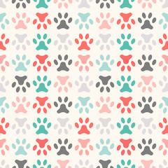 Animal seamless  pattern of paw footprint