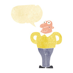 cartoon worried man with speech bubble