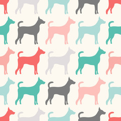 Animal seamless  pattern of dog silhouettes.