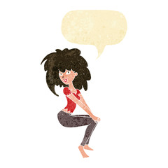 cartoon woman with big hair with speech bubble