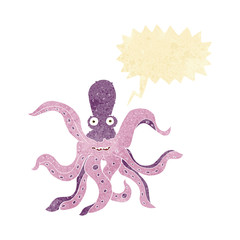 cartoon giant octopus with speech bubble