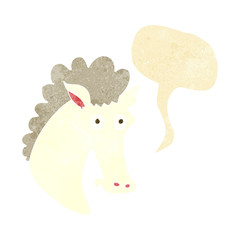 cartoon horse head with speech bubble
