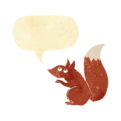 cartoon red squirrel with speech bubble