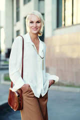 young woman walking on the street