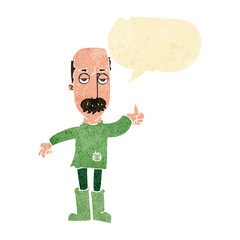 cartoon annoyed old man with speech bubble