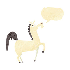funny cartoon horse with speech bubble