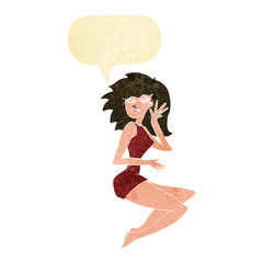 cartoon sexy woman with speech bubble