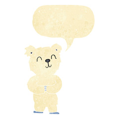 cartoon happy little polar bear with speech bubble