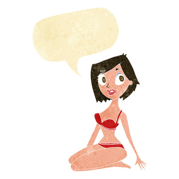 recommend clip art: cartoon pretty woman in underwear with speech bubble