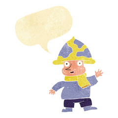 cartoon mushroom man with speech bubble