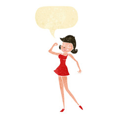 cartoon woman with can do attitude with speech bubble