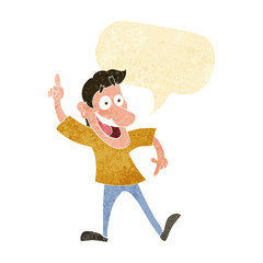 cartoon man with great idea with speech bubble