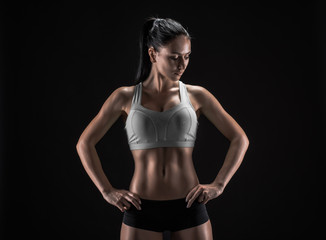 attractive fitness woman, trained female body, lifestyle portrai - 89806666