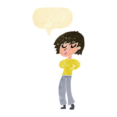 cartoon woman whistling with speech bubble