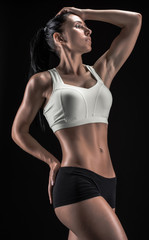 Fototapeta na wymiar attractive fitness woman, trained female body, lifestyle portrai