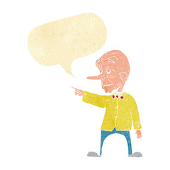 cartoon old man pointing with speech bubble